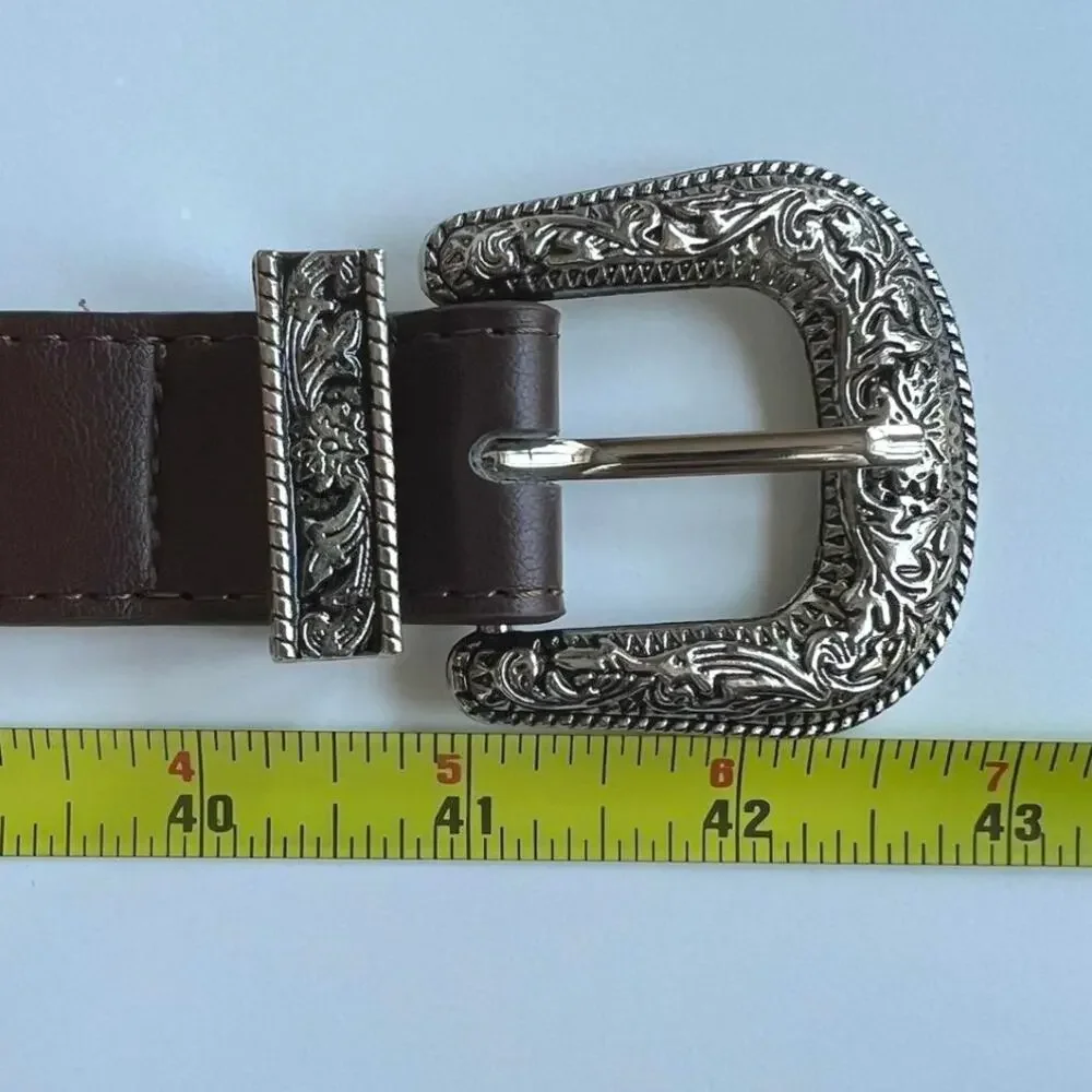 Y2K Brown Western Cowboy Belt – Boho Style, Unisex, Fits 26–34, Brand New